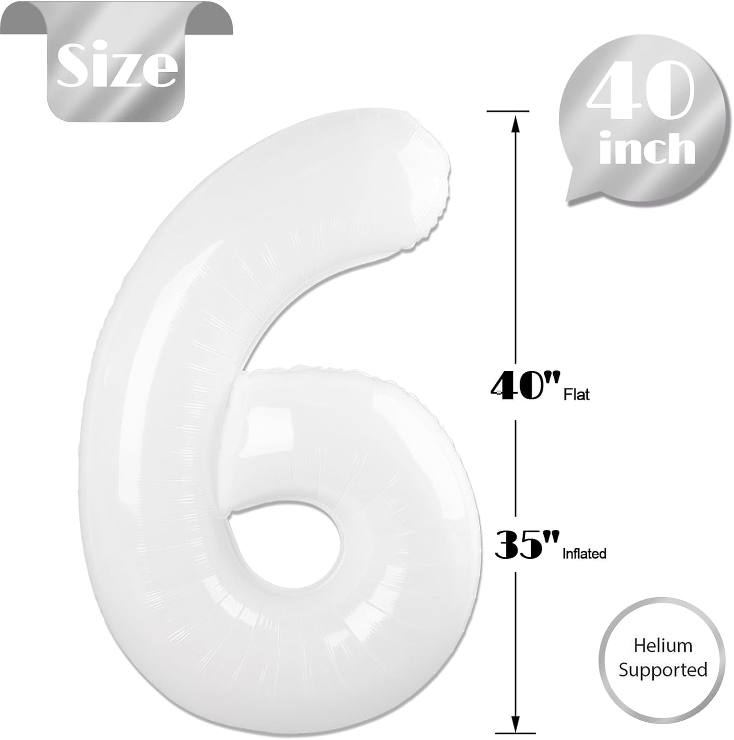 Number 6 Balloon by [Brand Name] - 40 Inch Giant Foil Balloon for 6th Birthday Party Decorations
