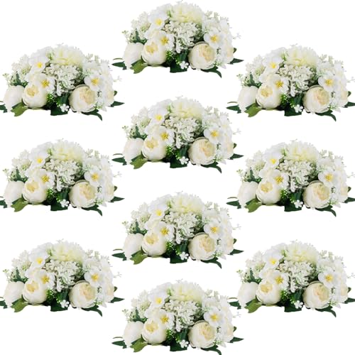 Inweder White Silk Flower Balls Centerpieces Set of 10 for Weddings & Events