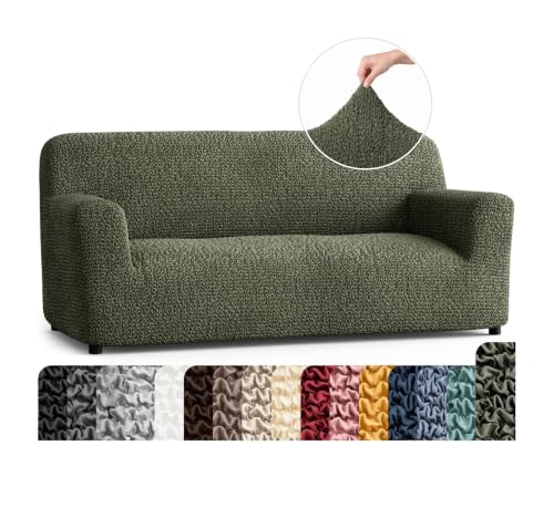 Premium Stretch Sofa Cover for 64-85 Inch Loveseats - Moss Green - Washable & Non-Slip