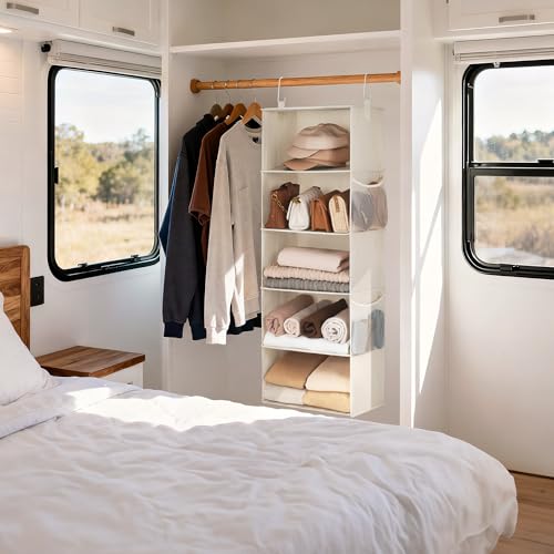 Ivory White 5-Shelf Hanging Closet Organizer for Small Closets - 48"H