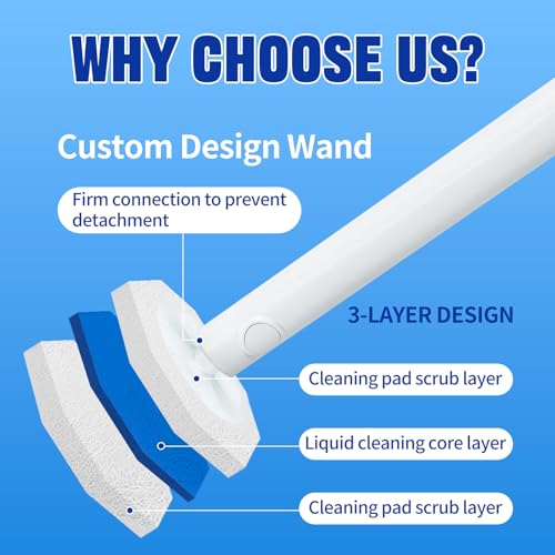 Liminfeit Disposable Toilet Brush & Holder Set with 50 Refills - 1 Pack