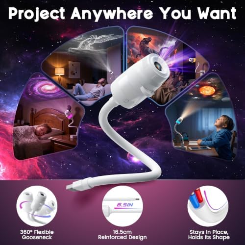 White Galaxy Projector Night Light 2-in-1 USB Starry Sky Projector with 13 Films
