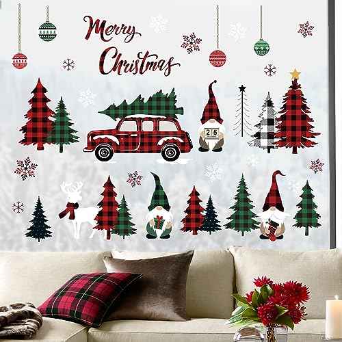 decalmile Christmas Window Clings Reusable Christmas Tree Window Decals Glass Mirror Holiday Party Decoration