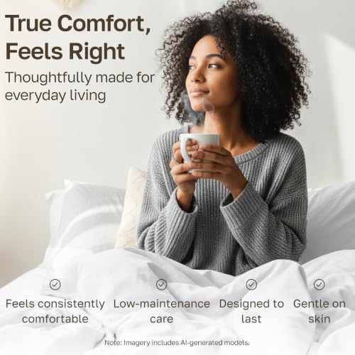 California Design Den Queen Cotton Sateen Sheets Set - Bright White, 4 Pc, Natural, Breathable, Softened with Wash, Deep Pockets