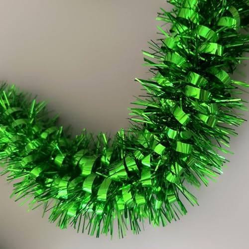 Wuhetyo Green 33Ft Christmas Tinsel Garland Shiny Metallic Xmas Decor
