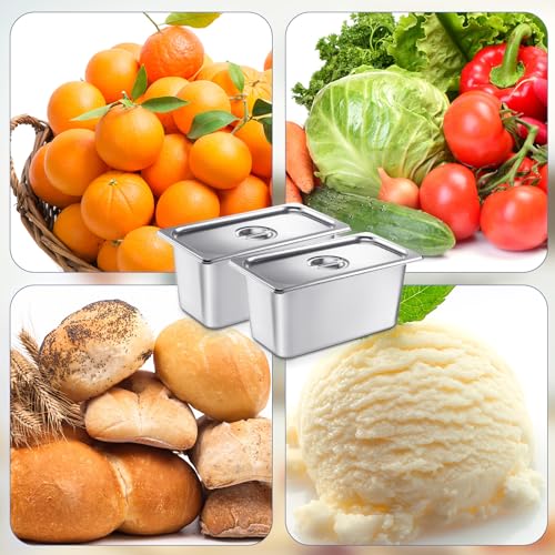4 Pack 1/3 Size x 6 Inch Deep Stainless Steel Steam Table Pans with Lids - Restaurant & Catering Use