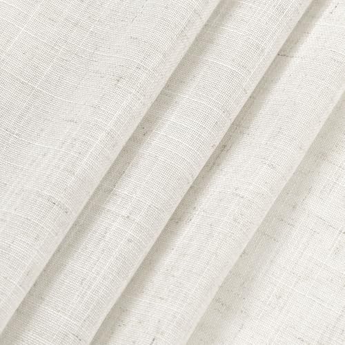 Nanspring Beige White Linen Curtains Set - 52W x 84L Inches, 2 Panel Light Filtering Drapes for Living Room & Bedroom — Variation of 52"W x 84"L