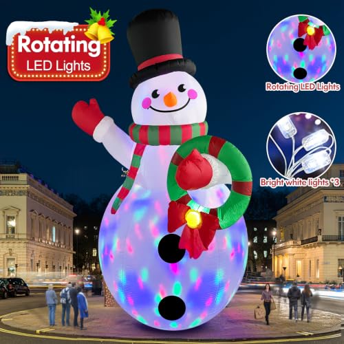 Danxilu 20 FT Tall Christmas Inflatable Snowman with Built-in Rotating LED Lights – Outdoor Yard Decor