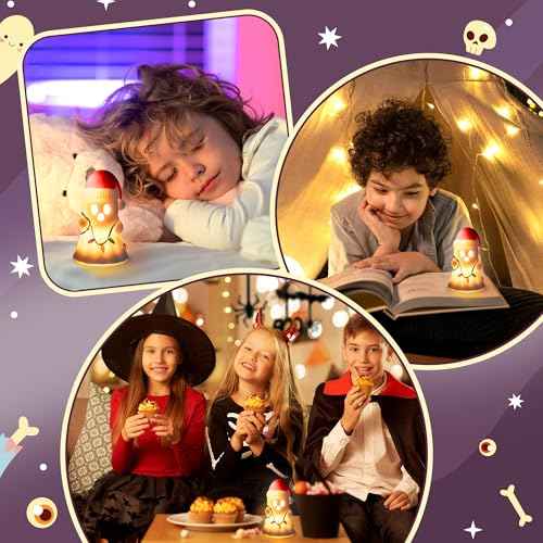 Christmas Ghost Decor - Halloween White Ghost with Santa Hat Led Night Light Little Boo Figurine Statue Festival Lamp Table Topper Decoration for Home Garden Room Halloween Xmas Decor Supplies