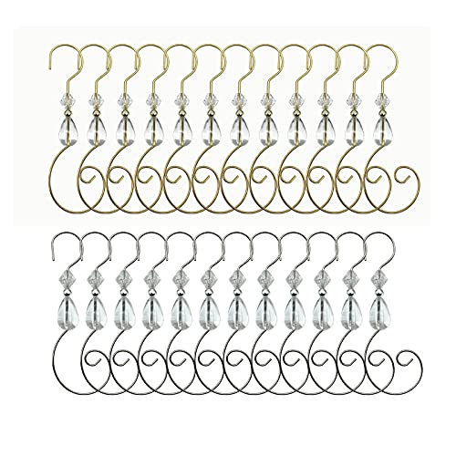WEIBIAO Christmas Ornament Hooks - 24 Acrylic Wire Hooks for Tree Decorations (Style A)