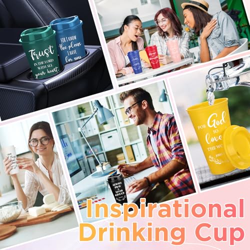 Skylety 40 Pack Christian Gift Cups with Lids, Multicolor 16 oz