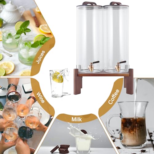 2PCS 2.2 Gallon Glass Drink Dispenser with Stand - Large Beverage Dispenser for Parties & Restaurants