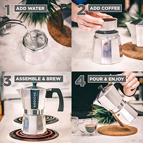 GROSCHE Milano 9-Cup Stovetop Espresso Maker Moka Pot - Silver