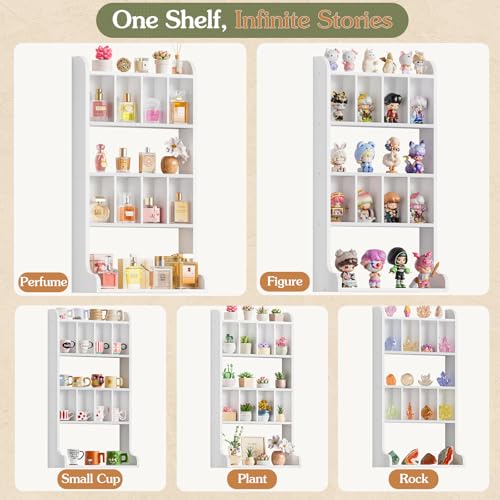 Keebofly White Wall Mount Perfume & Cologne Display Shelf Multi-Tier Organizer