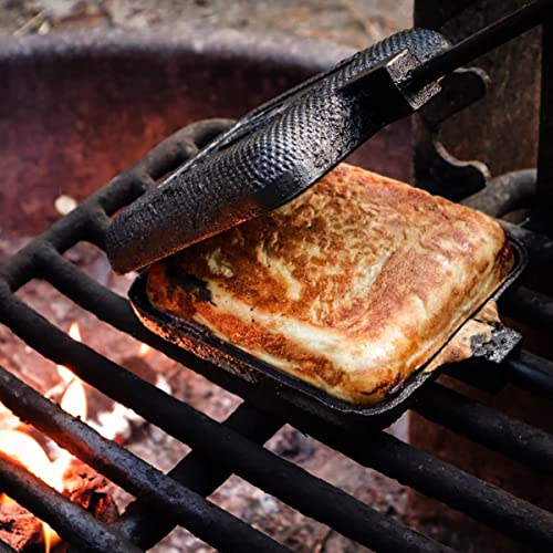 AILITOR 2-Pack Cast Iron Campfire Pie Makers - Sandwich & Pie Grills with Wooden Handles