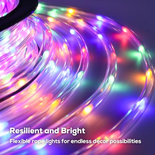 Multicolor 100Ft LED Rope Lights for Outside with Remote & Plug