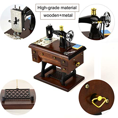Mr.Winder Vintage Sewing Machine Music Box - Fur Elise Mechanical Wind-Up Gift
