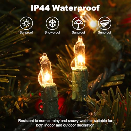 Christmas Lights 50 Count Clear Mini Lights Green Wire UL Certified Connectable Warm White String Lights for Christmas Decor (50 Count 13FT)