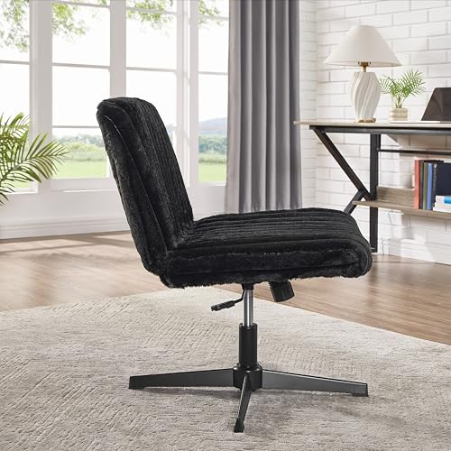Black Adjustable Swivel Criss Cross Office & Vanity Chair - Wide Seat