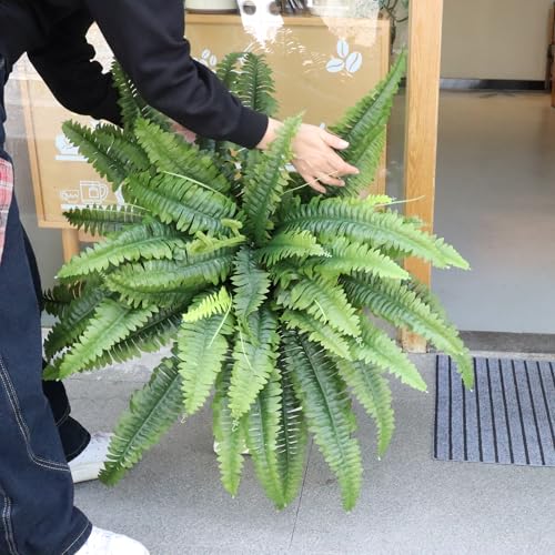 Large Artificial Ferns for Outdoors & Indoors - 45 Inch Fake Ferns with 55 Fronds