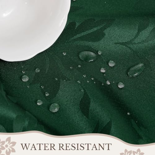Romanstile Christmas Jacquard Rectangle Tablecloth 60 x 144 Inch Dark Green Flower - Holiday Decor