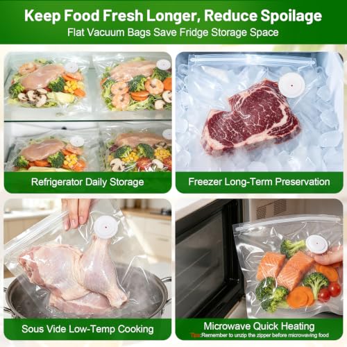 White Handheld Vacuum Sealer for Food Preservation, 65kPa Suction, Reusable Bags
