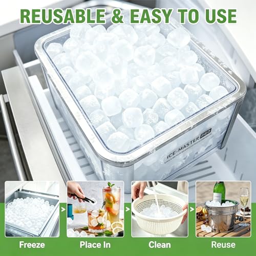 Reusable Ice Cubes for Drinks - 500 Pack Freezable Plastic Ice Cubes, Fast Cooling