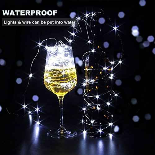 YKB 6 PCS LED Starry String Lights with 20 Mini LEDs on 3.3FT/1M Copper Wire, Fairy Lights Powered by 2xCR2032(Incl) Batteries, for Wedding Table Holiday Halloween Christmas Decorations, Cool White