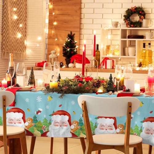 Gatherfun 2-Pack Christmas Santa Disposable Tablecloths 54x108" for Merry Christmas Party Decorations