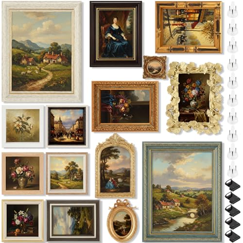 Kathfly 15 Pack Vintage Picture Frames for Wall, Tabletop Display