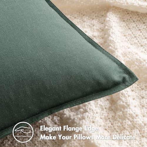 MIULEE Pack of 2 Christmas Decorative Linen Pillow Covers Boho Farmhouse Modern Soft Accent Throw Pillows Neutral Cushion Covers for Sofa Couch Bed Living Room Home Decor, 16x16 Inch Dark Green