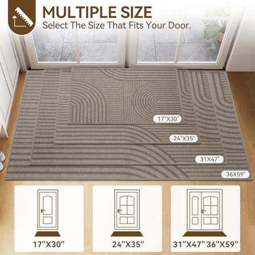 Indoor Front Entrance Door Mat 31x47 Brown - Non-Slip Water-Absorbent Rug - Mountain Variation