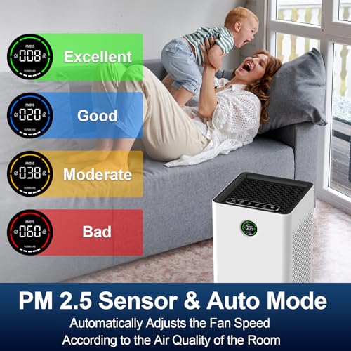Jafanda Air JF260 Home Large Room Air Purifier with True HEPA Filter - Covers 1190 sq ft - Auto & Sleep Mode