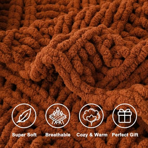 BATTILO Rust Throw Blanket for Couch - Caramel 50x60 Chunky Fall Decor