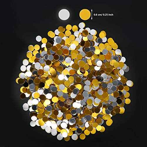 3.5 oz Round Confetti Dots Glitter Confetti Circles 1/4 Inch Metallic Round Dots for Birthday Wedding Holiday Party Decoration Supplies(Silver and Gold)
