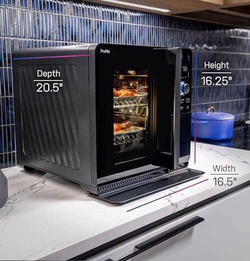 GE Profile™ Smart Indoor Pellet Smoker, with Active Smoke Filtration, 5 Smoke Control Settings, WiFi Connected, Electric, Countertop BBQ Appliance, Black