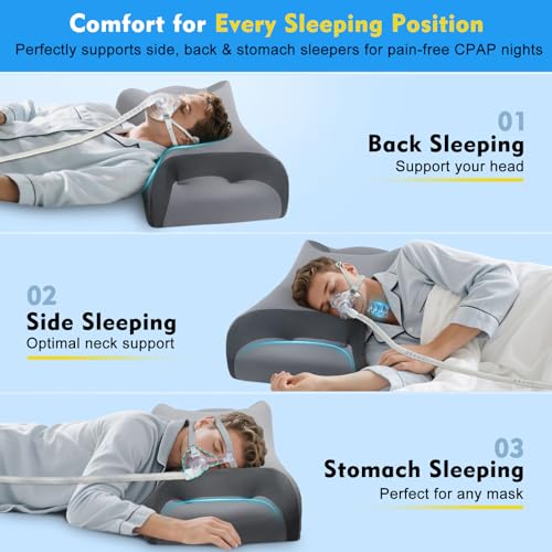 Adjustable Memory Foam CPAP Pillow for Side Sleepers - Dark Gray