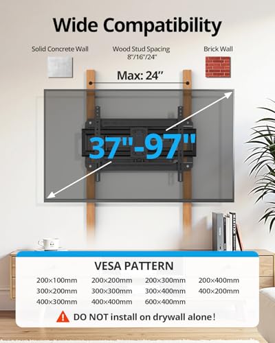 Full Motion TV Wall Mount Bracket 37-97 Inch TVs - Adjustable Swivel Tilt