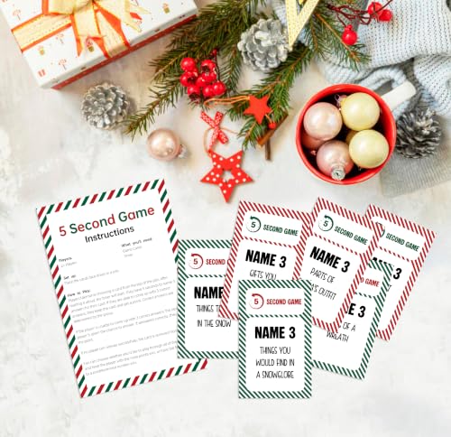 QSLCU Christmas 5 Second Game Set - Fast-Paced Family Party Card Game with Timer