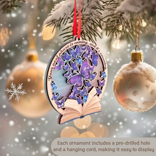 Butterfly Ornament (Variation: Butterfly Ornament) - 2D Purple Wood & Acrylic Christmas Decor for Tree