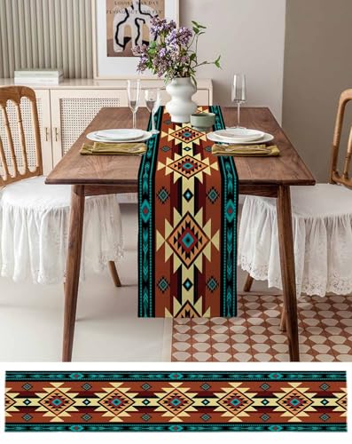 Southwestern Table Runner 60 Inches Long for Dining Table, Cotton