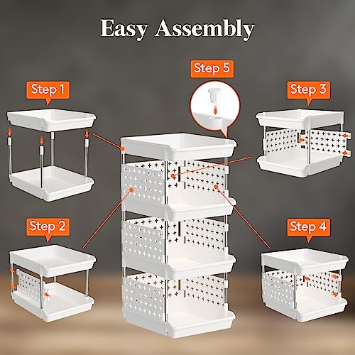 White 4-Tier Stackable Storage Baskets - Multifunctional Organizer for Kitchen, Closet & RV - Lifewit Variation of THIS listing