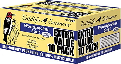 Wildlife Sciences Woodpecker Suet Cake - 10 Pack for Attracting Wild Birds to Your Backyard