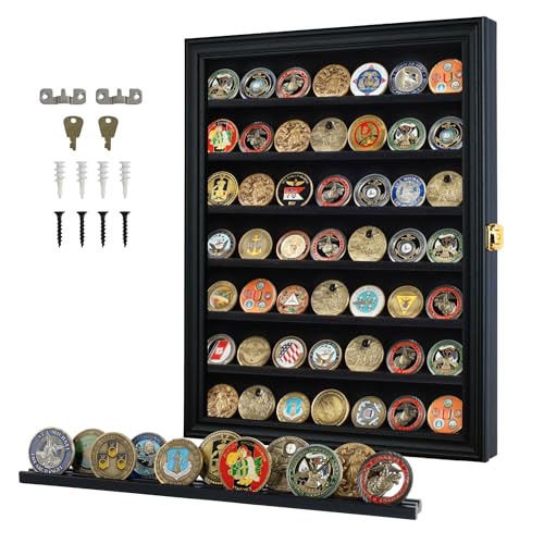 DisplayGifts Black 7-Tier Military Challenge Coin & Medal Display Case