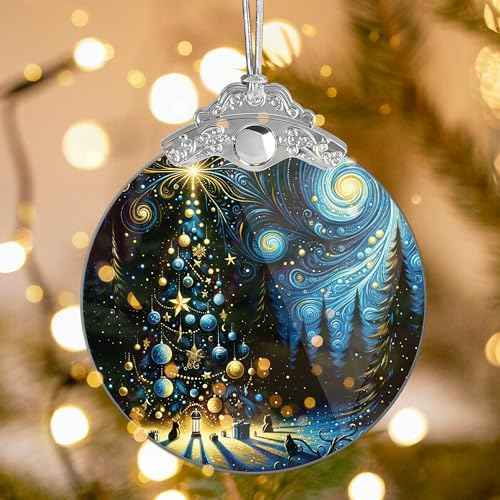 Christmas Ornament 2025 ? Blue Starry Night Holiday Decor, Christmas Tree Ornaments for Tree, Christmas Tree Ornament for Tree, White Elephant Gift for Adults, Christmas Decorations