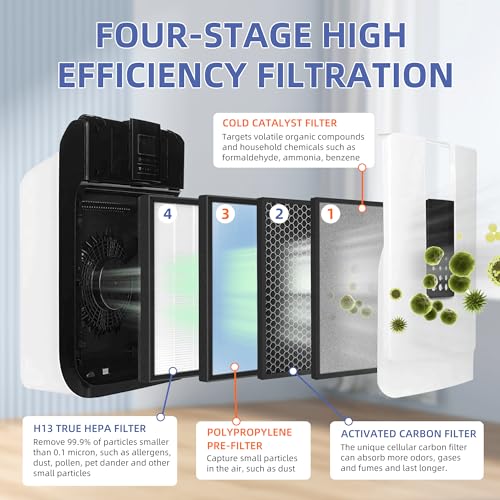 Pulluty HEPA Filter Replacement Set for Air Purifier HSP001 - 2 Pack with Activated Carbon Pre-Filters - Variation of 2 Combo Sets