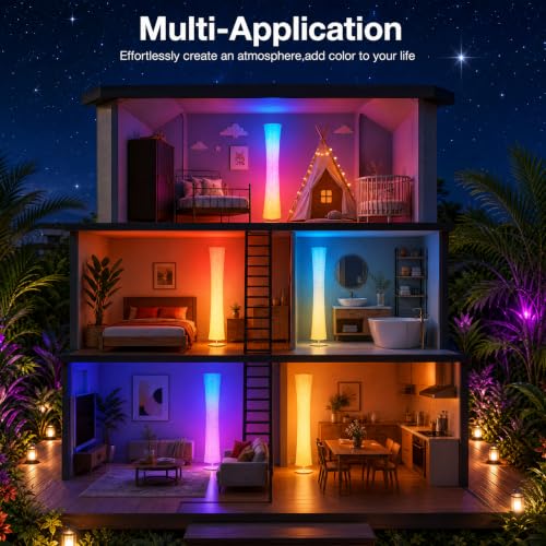 RGB Corner Floor Lamp 2Pcs - Square Modern LED Uplight with Remote & App Control