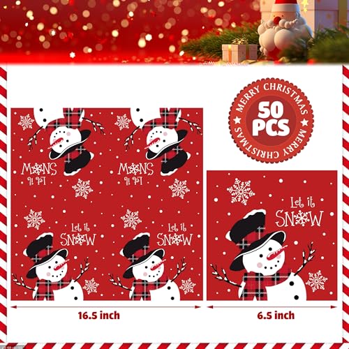 50 PCS Christmas Snowman Paper Napkins - Let It Snow Disposable Holiday Table Decor