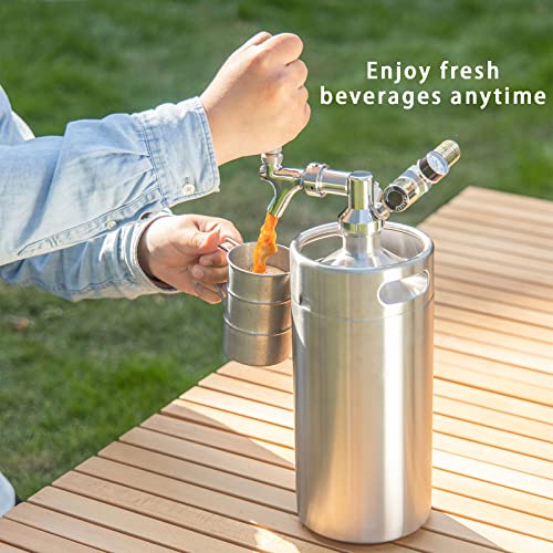 128oz Stainless Steel Mini Keg Growler with Pressurized Home Beer System