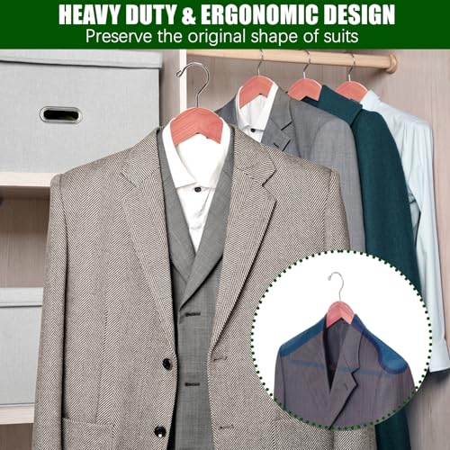 5 Pack Cedar Wood Suit Coat Hangers with Extra Wide Shoulders & Swivel Hook